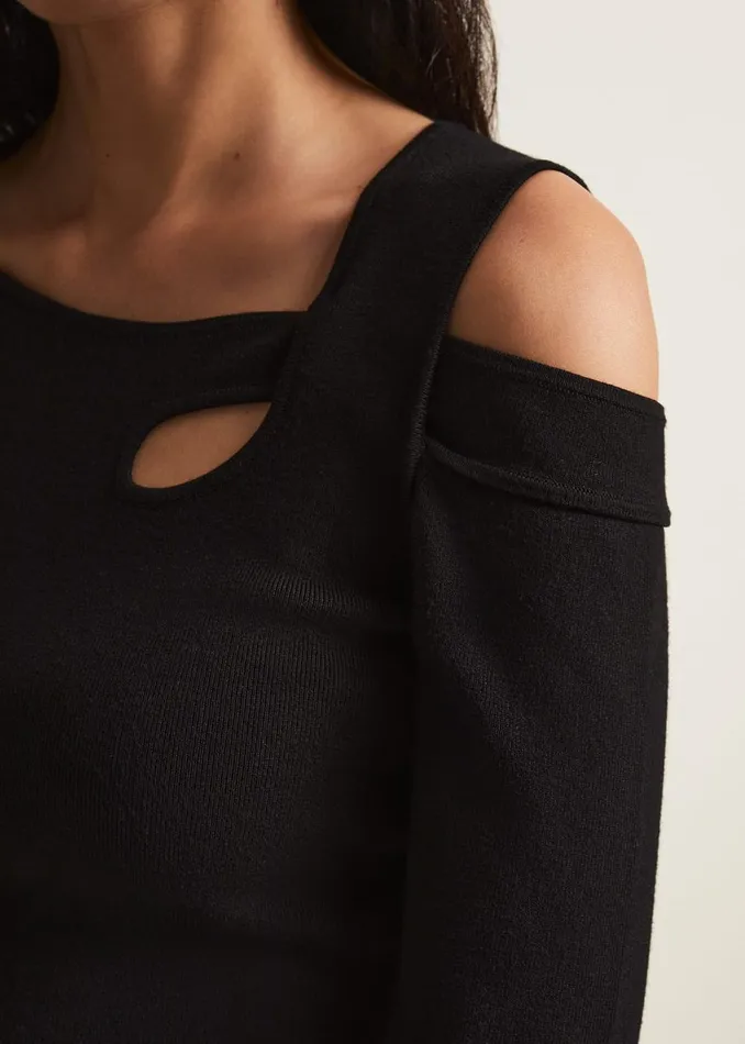 Women Phase Eight Knitwear Wren Black Cut Out Knitted Top Black