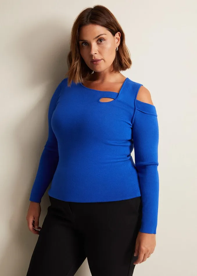 Women Phase Eight Knitwear Wren Blue Cut Out Knitted Top Blue