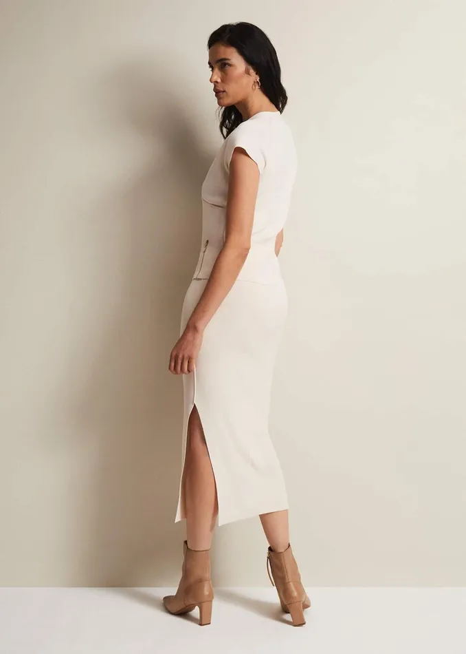 Women Phase Eight Knitwear Zaria Knitted Midi Skirt Neutral