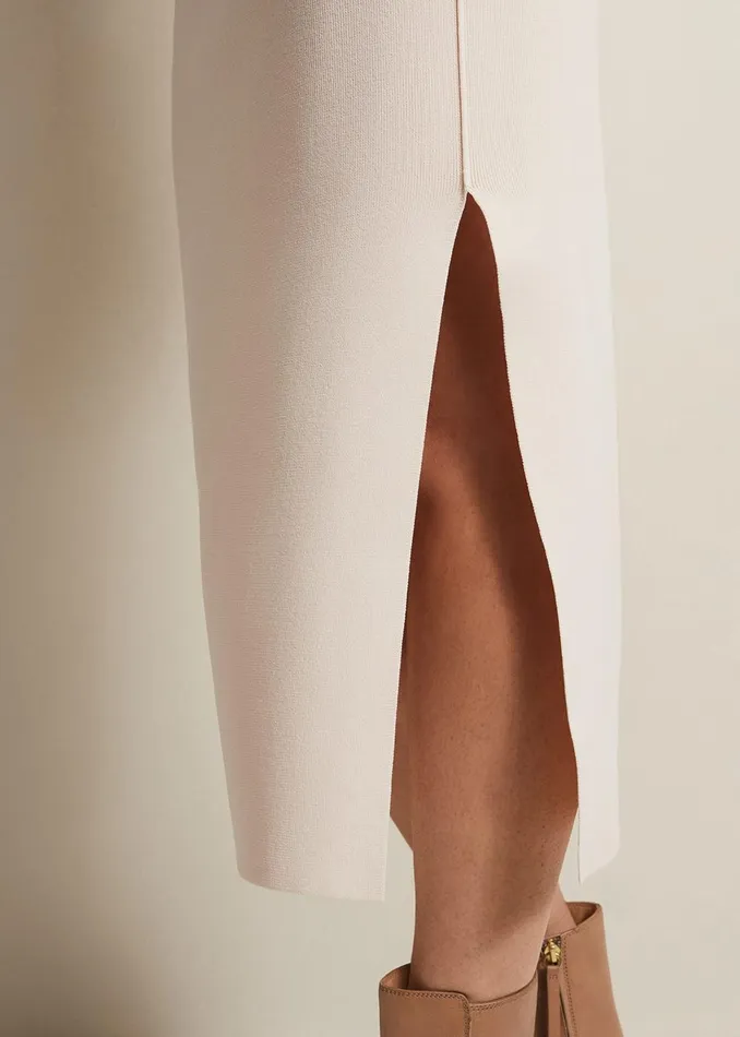 Women Phase Eight Knitwear Zaria Knitted Midi Skirt Neutral