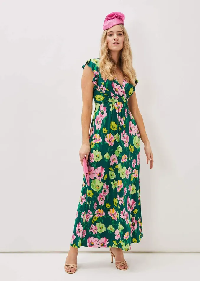 Women Phase Eight Maxi Dresses Effie Floral Jersey Maxi Dress Tealmulti