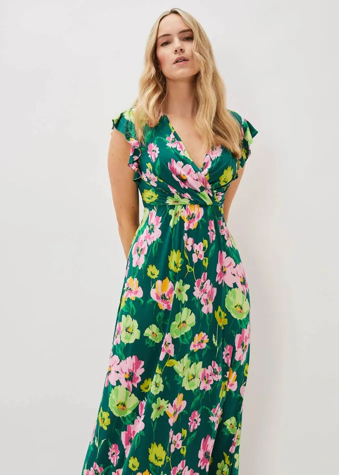 Women Phase Eight Maxi Dresses Effie Floral Jersey Maxi Dress Tealmulti