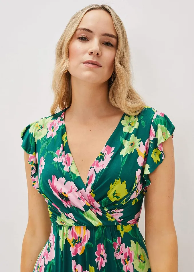 Women Phase Eight Maxi Dresses Effie Floral Jersey Maxi Dress Tealmulti