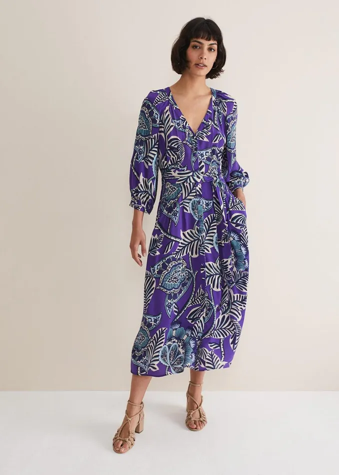 Women Phase Eight Maxi Dresses Erin Paisley Midi Dress Purple