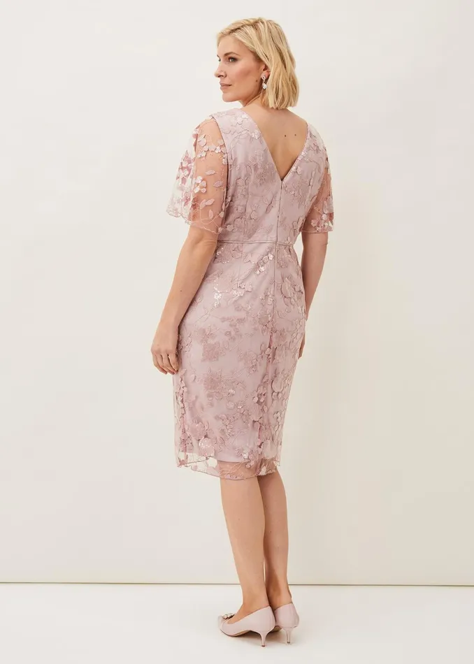 Women Phase Eight Maxi Dresses Harlow Sequin Lace Dress Dusty Rose