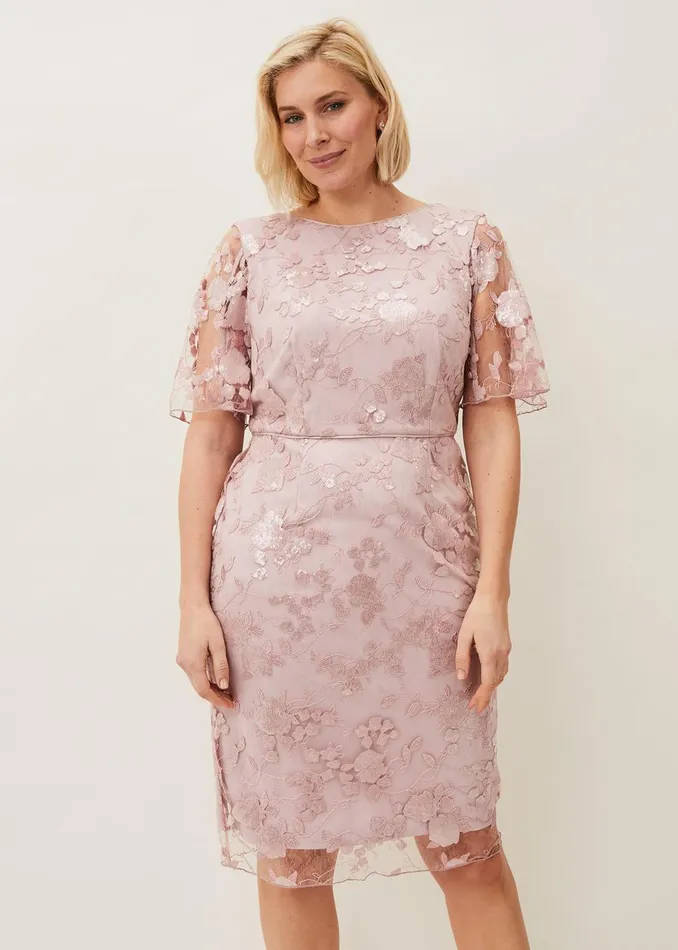 Women Phase Eight Maxi Dresses Harlow Sequin Lace Dress Dusty Rose