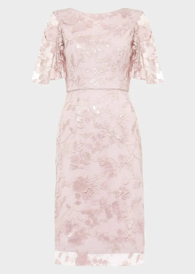 Women Phase Eight Maxi Dresses Harlow Sequin Lace Dress Dusty Rose