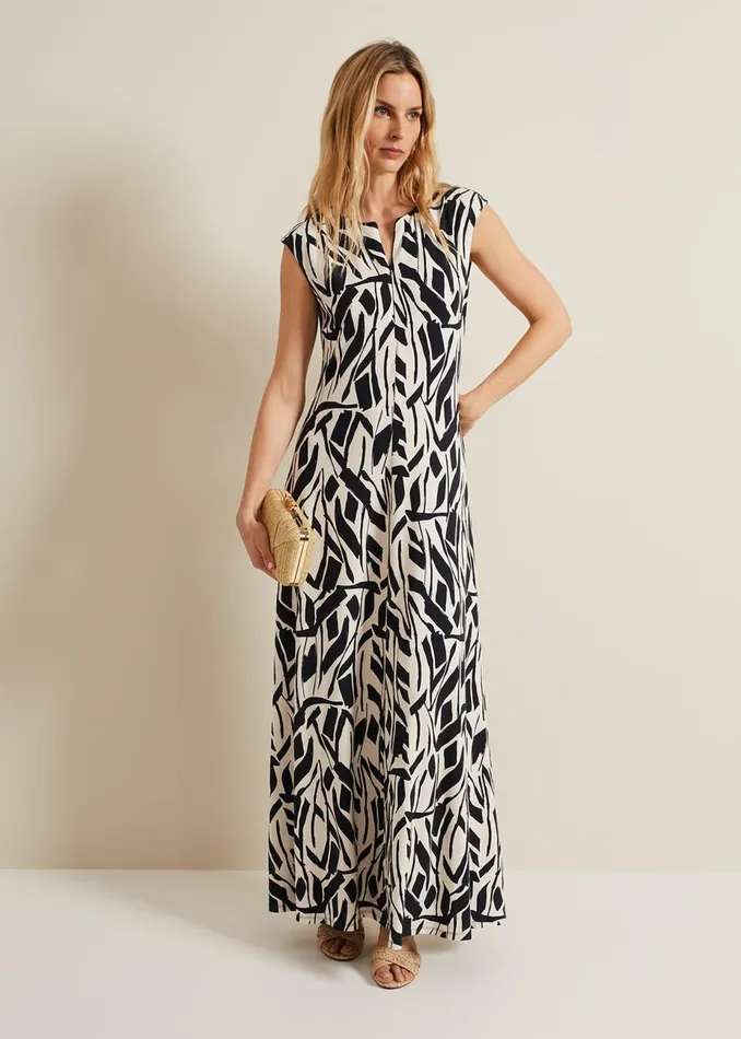 Women Phase Eight Maxi Dresses Kristy Geo Maxi Dress Black Multi