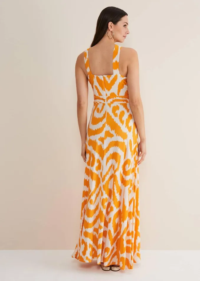 Women Phase Eight Maxi Dresses Maude Printed Jersey Maxi Dress Orangecream
