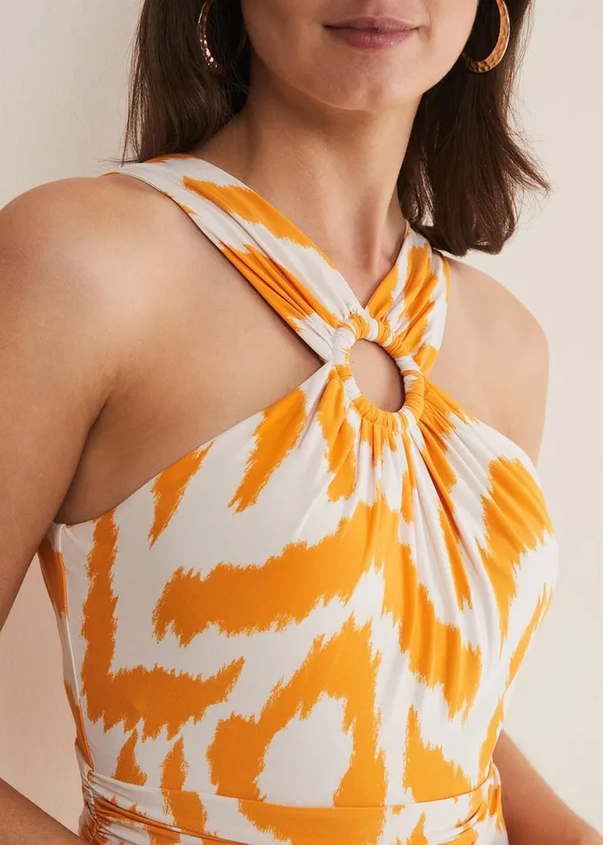 Women Phase Eight Maxi Dresses Maude Printed Jersey Maxi Dress Orangecream
