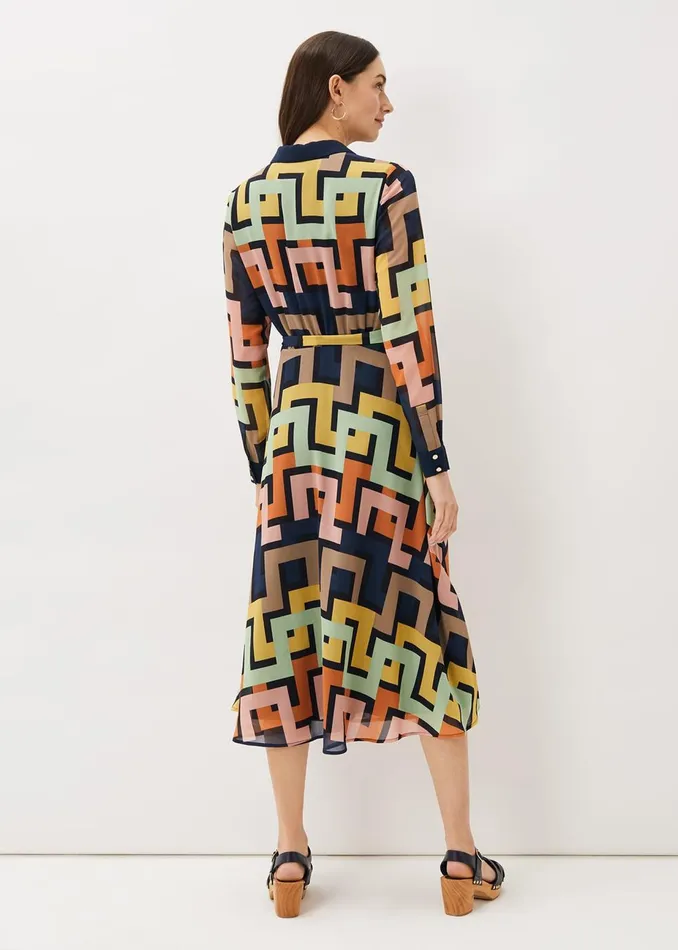 Women Phase Eight Maxi Dresses Milano Shirt Dress Multicoloured