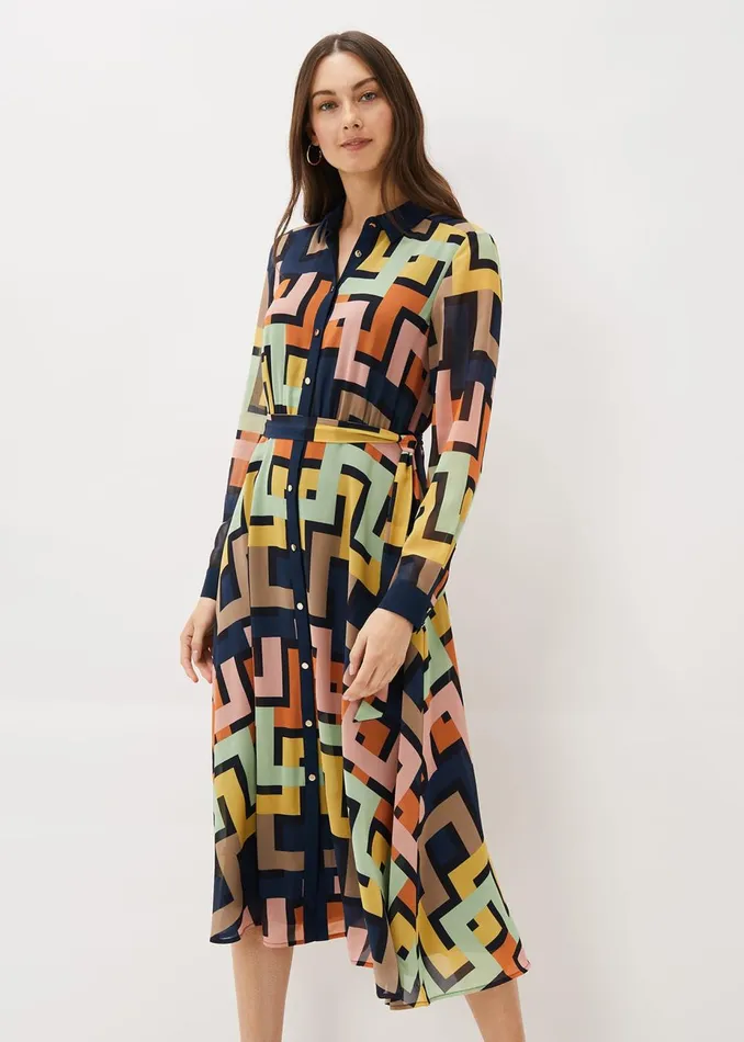 Women Phase Eight Maxi Dresses Milano Shirt Dress Multicoloured