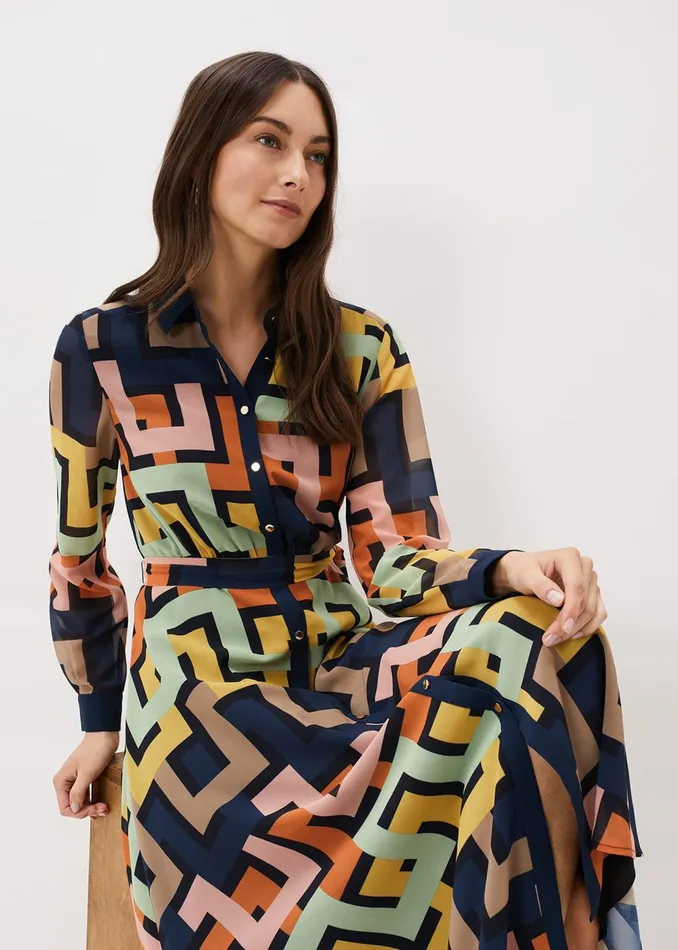 Women Phase Eight Maxi Dresses Milano Shirt Dress Multicoloured