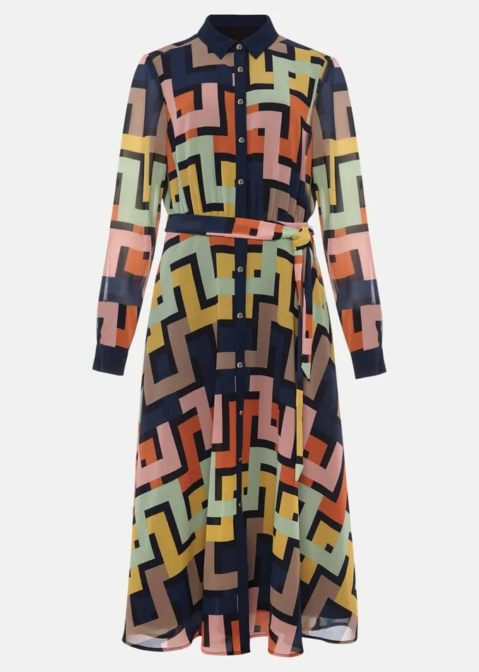 Women Phase Eight Maxi Dresses Milano Shirt Dress Multicoloured