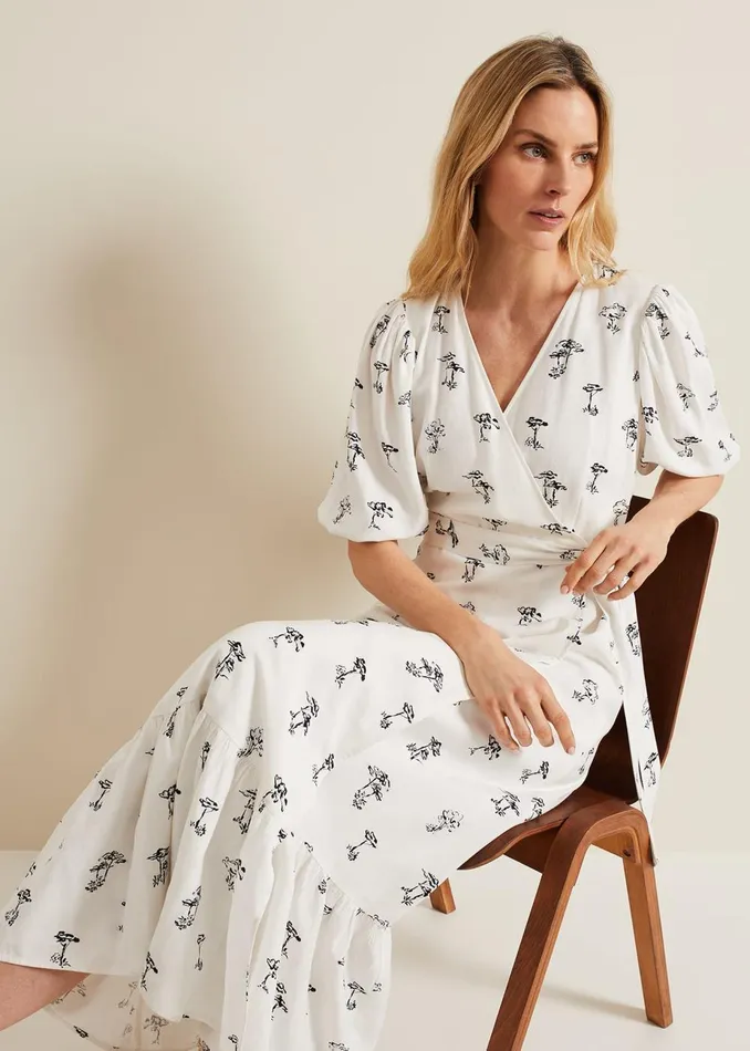 Women Phase Eight Maxi Dresses Nelly Wrap Midi Dress Cream