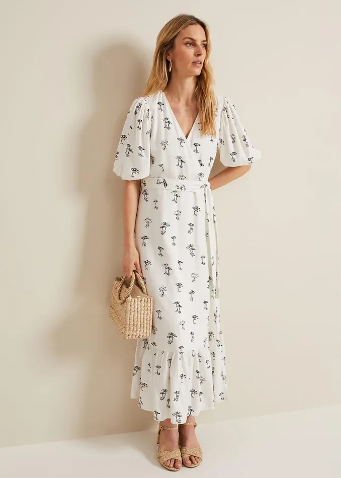 Women Phase Eight Maxi Dresses Nelly Wrap Midi Dress Cream