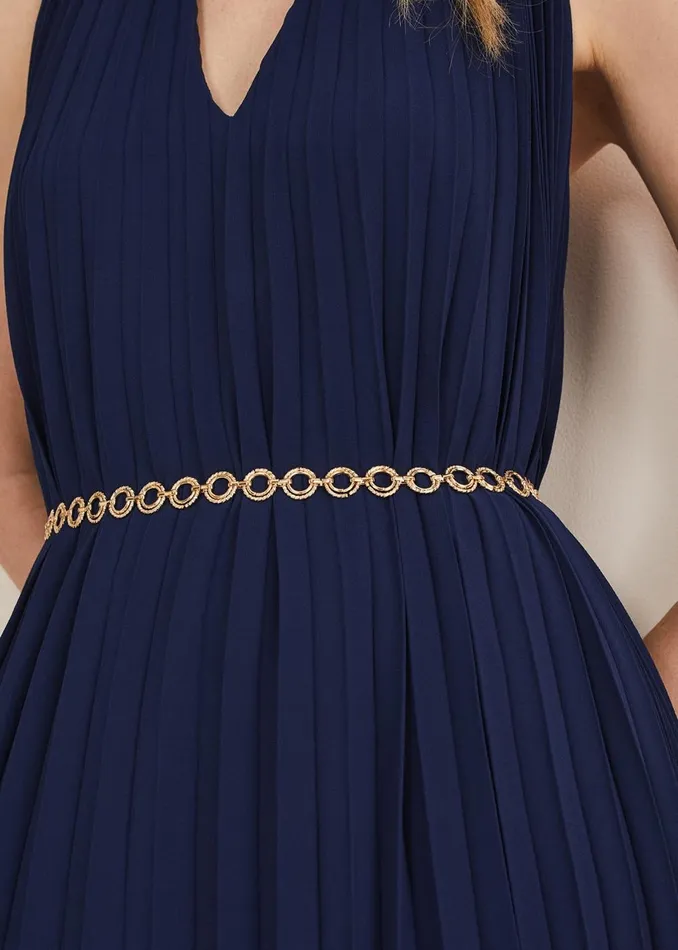 Women Phase Eight Maxi Dresses Tabitha Pleated Midi Dress French Navy