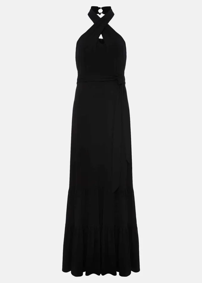Women Phase Eight Maxi Dresses Valeria Jersey Halter Neck Dress Black