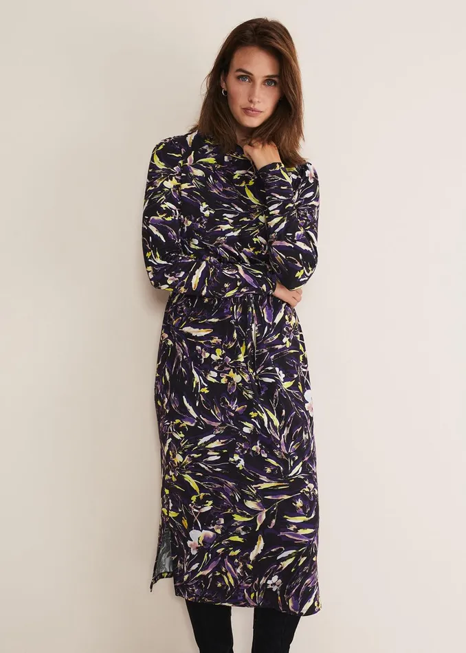 Women Phase Eight Maxi Dresses Zenobia Printed Jersey Dress Bluechocolate