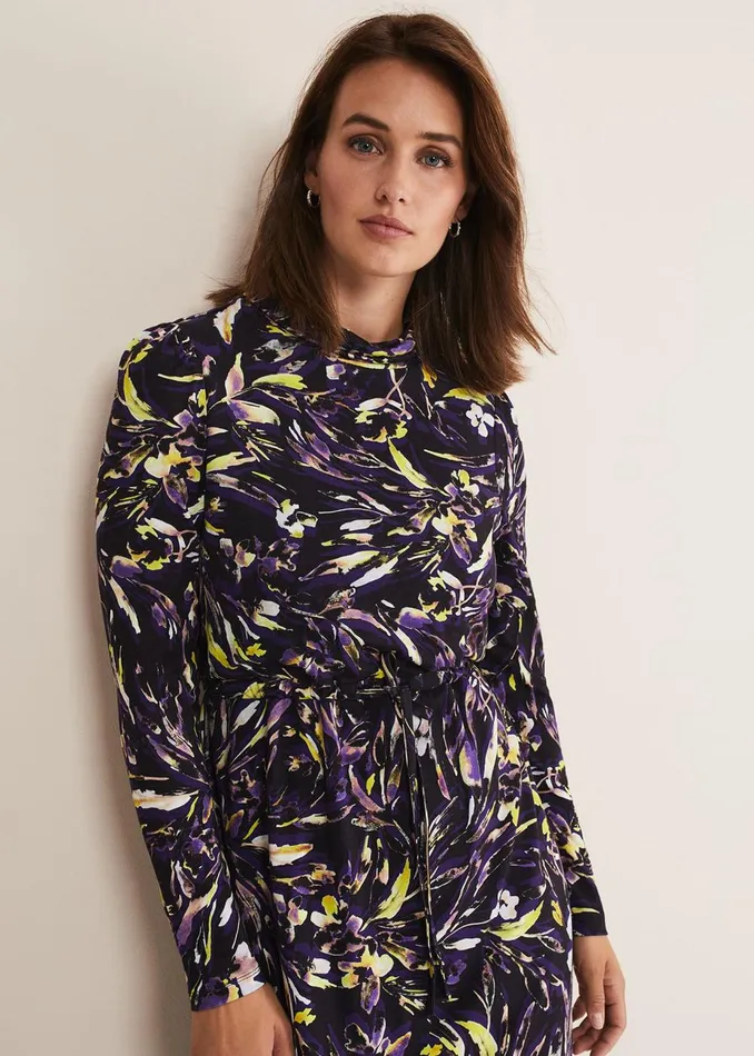 Women Phase Eight Maxi Dresses Zenobia Printed Jersey Dress Bluechocolate