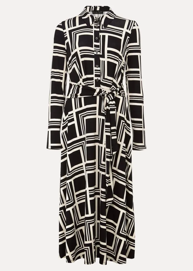 Women Phase Eight Midi Dresses April Geo Midi Dress Blackmulti