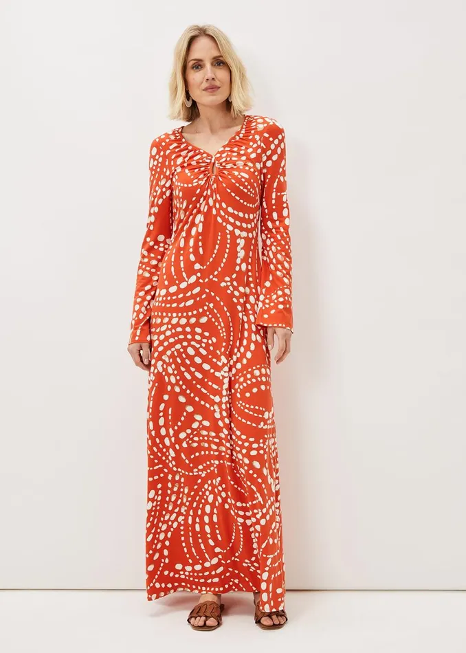 Women Phase Eight Midi Dresses Ayla Spot Print Midi Dress Burnt Orange
