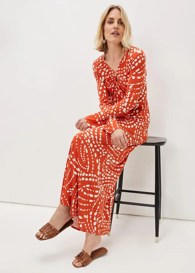 Women Phase Eight Midi Dresses Ayla Spot Print Midi Dress Burnt Orange