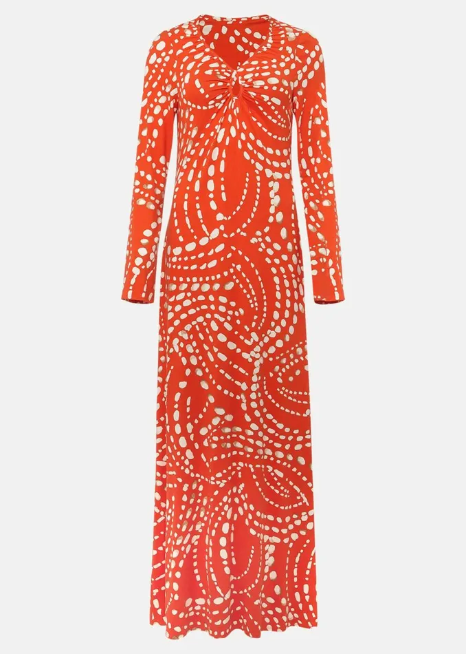 Women Phase Eight Midi Dresses Ayla Spot Print Midi Dress Burnt Orange