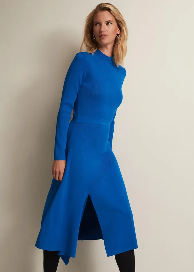 Women Phase Eight Midi Dresses Bella Fit And Flare Midi Dress Bright Blue