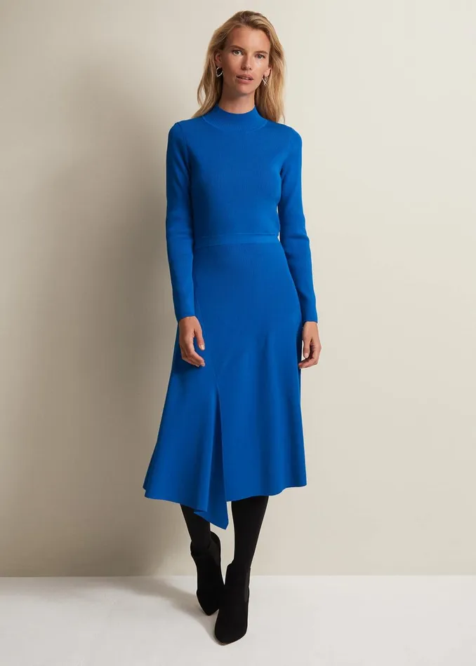 Women Phase Eight Midi Dresses Bella Fit And Flare Midi Dress Bright Blue
