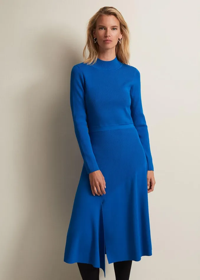 Women Phase Eight Midi Dresses Bella Fit And Flare Midi Dress Bright Blue