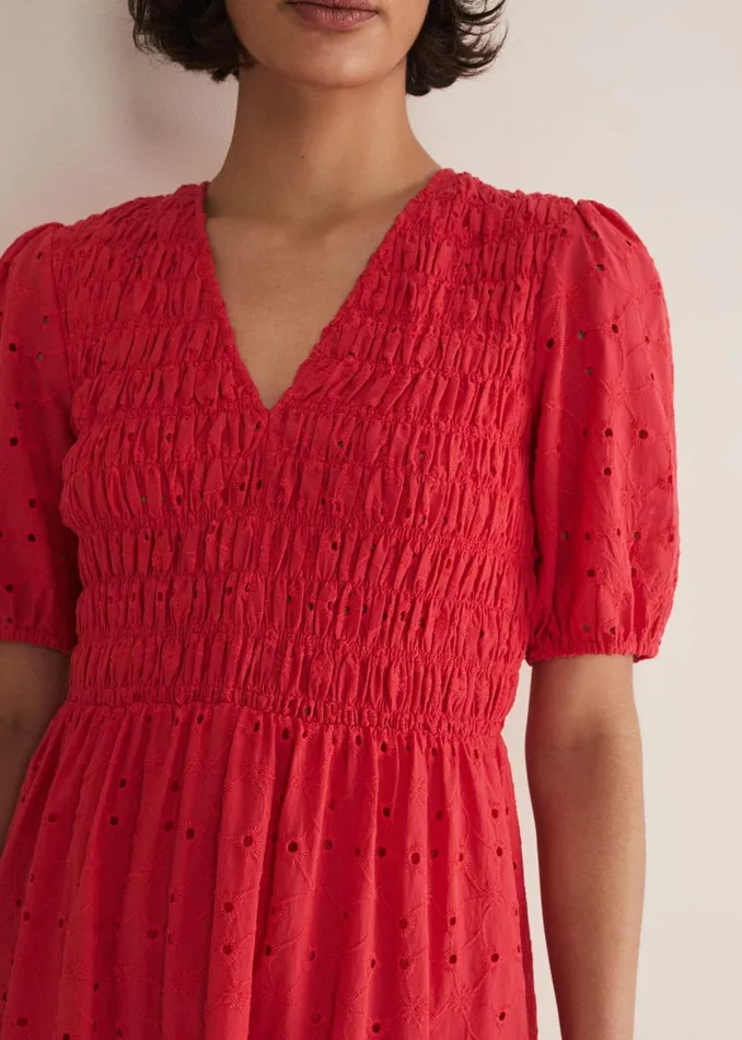 Women Phase Eight Midi Dresses Gretta Broderie Midi Dress Pink