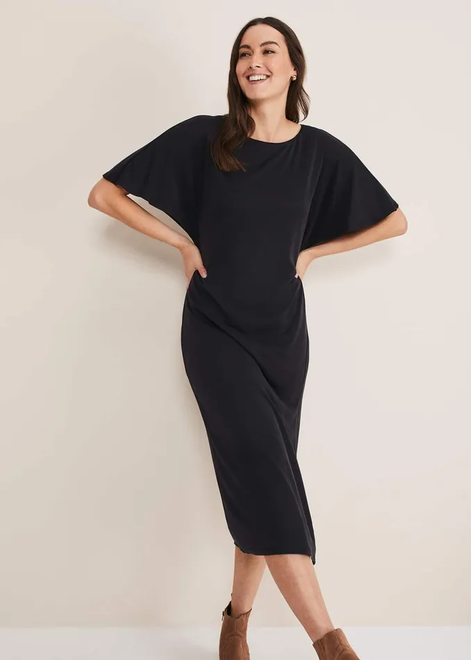 Women Phase Eight Midi Dresses Haden Side Split Midi Dess Charcoal
