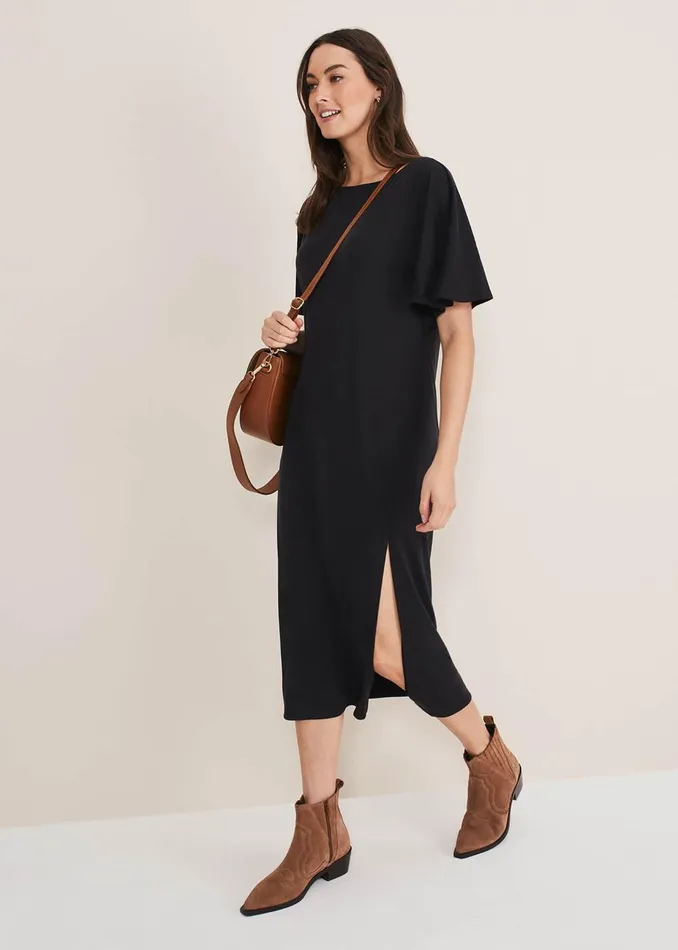 Women Phase Eight Midi Dresses Haden Side Split Midi Dess Charcoal