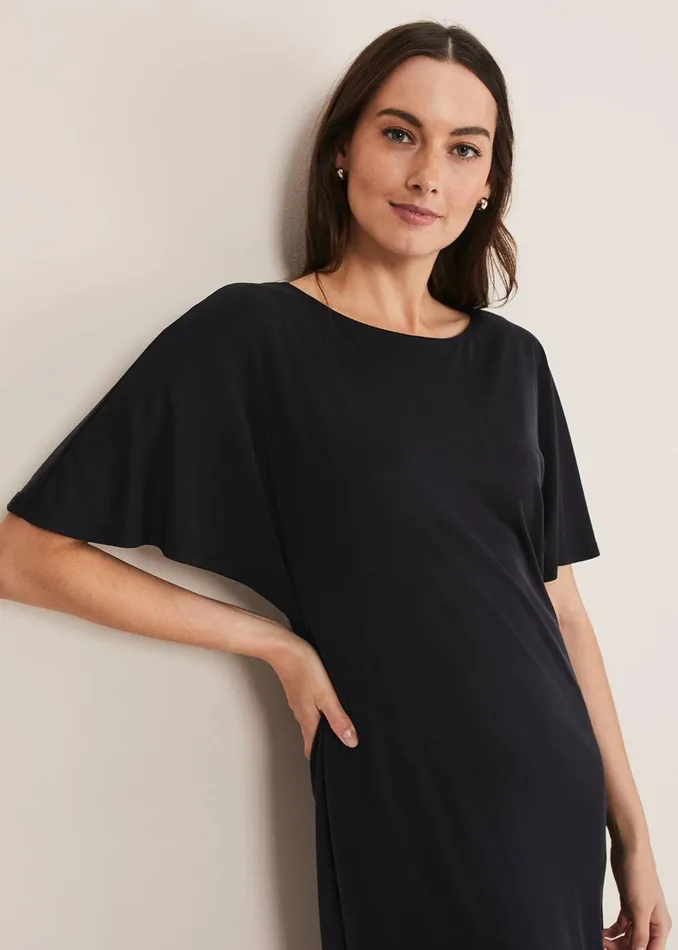 Women Phase Eight Midi Dresses Haden Side Split Midi Dess Charcoal