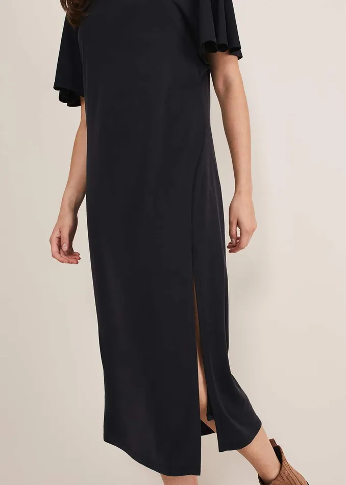Women Phase Eight Midi Dresses Haden Side Split Midi Dess Charcoal