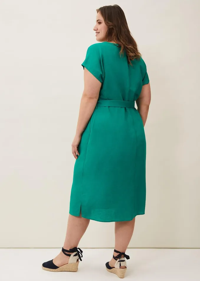 Women Phase Eight Midi Dresses Harper Linen Midi Dress Green