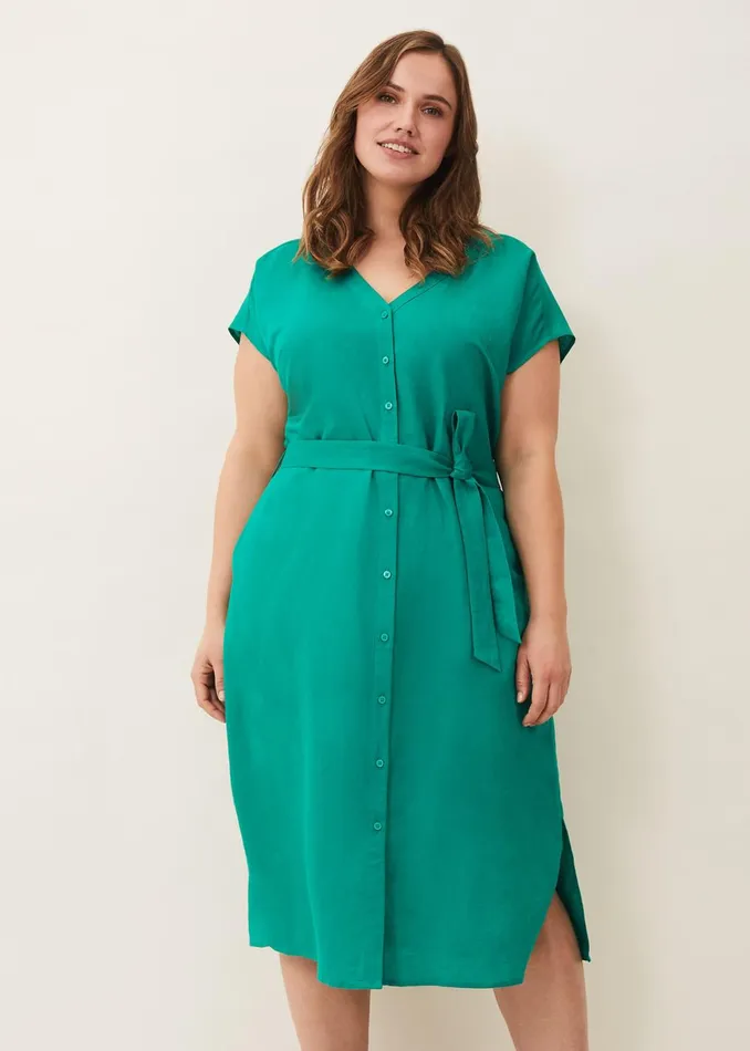 Women Phase Eight Midi Dresses Harper Linen Midi Dress Green
