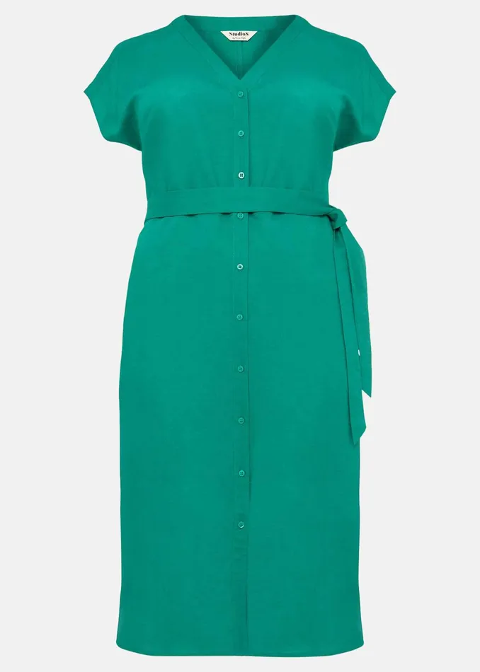 Women Phase Eight Midi Dresses Harper Linen Midi Dress Green