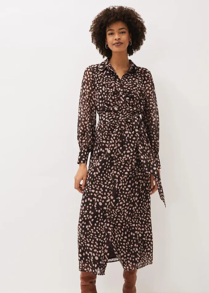 Women Phase Eight Midi Dresses Libby Spot Print Midi Dress Pink Multi
