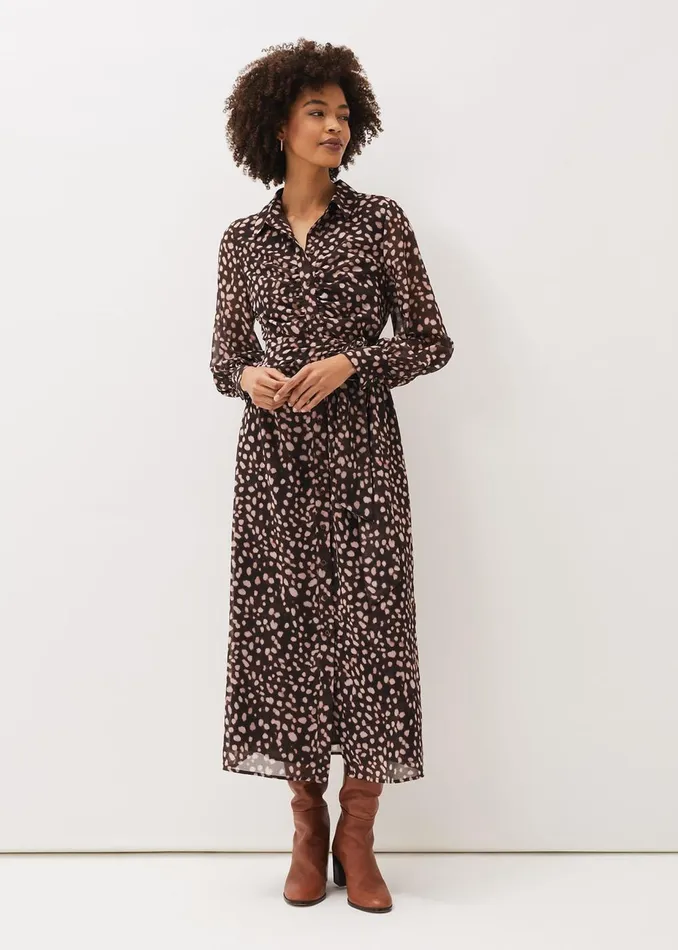 Women Phase Eight Midi Dresses Libby Spot Print Midi Dress Pink Multi