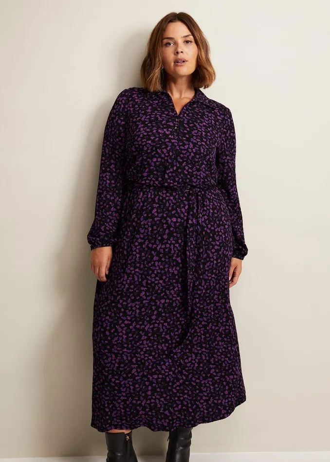 Women Phase Eight Midi Dresses Loretta Floral Midi Dress Blackmulti