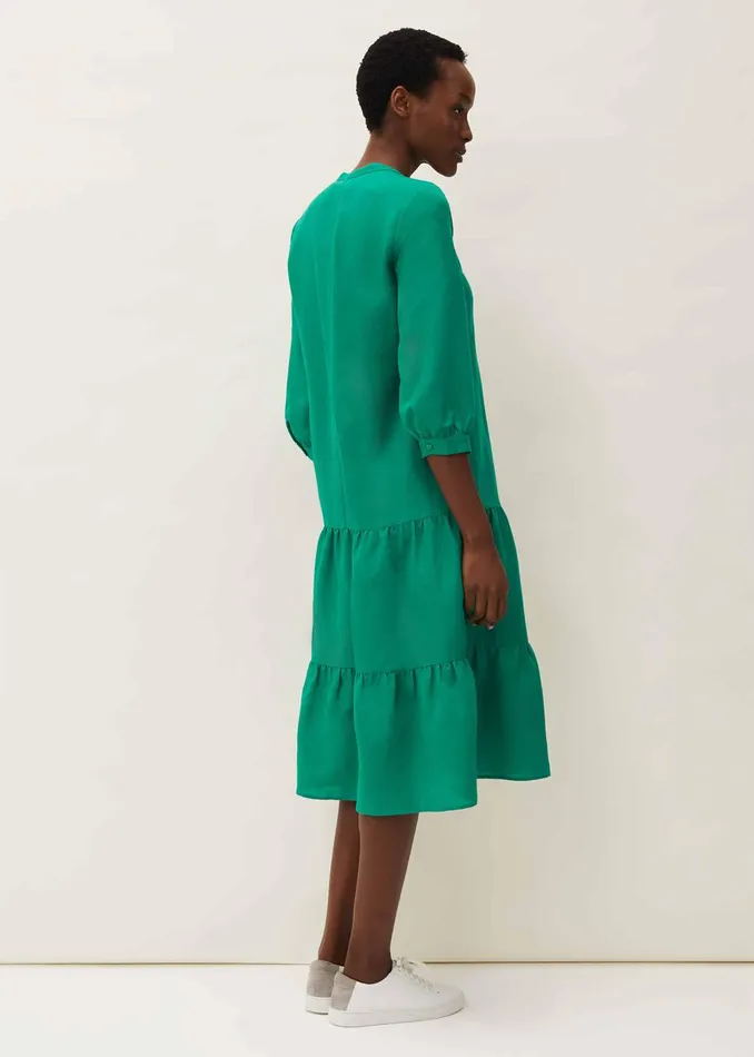 Women Phase Eight Midi Dresses Penele Linen Midi Dress Green