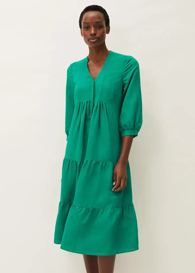 Women Phase Eight Midi Dresses Penele Linen Midi Dress Green