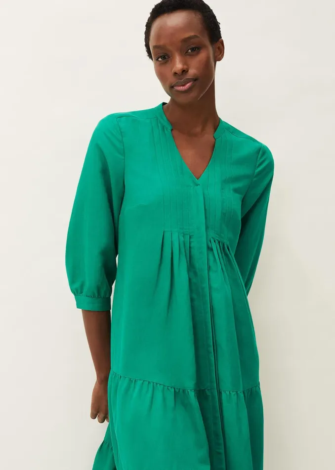 Women Phase Eight Midi Dresses Penele Linen Midi Dress Green