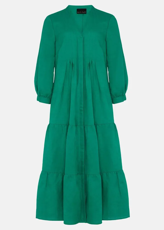 Women Phase Eight Midi Dresses Penele Linen Midi Dress Green