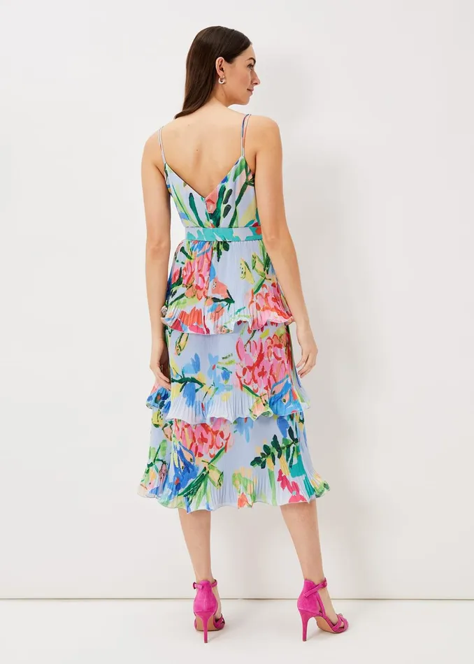 Women Phase Eight Midi Dresses River Floral Tiered Midi Dress Multicoloured