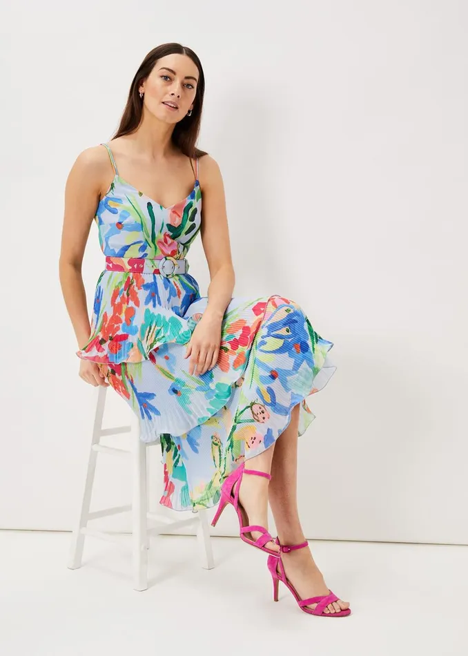 Women Phase Eight Midi Dresses River Floral Tiered Midi Dress Multicoloured