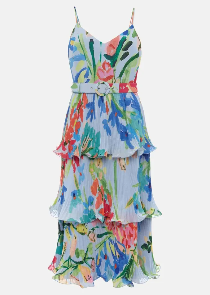 Women Phase Eight Midi Dresses River Floral Tiered Midi Dress Multicoloured