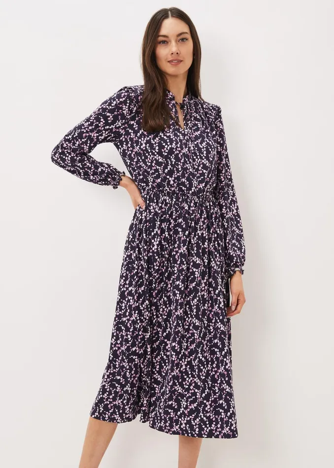 Women Phase Eight Midi Dresses Shay Floral Midi Dress Purplepink